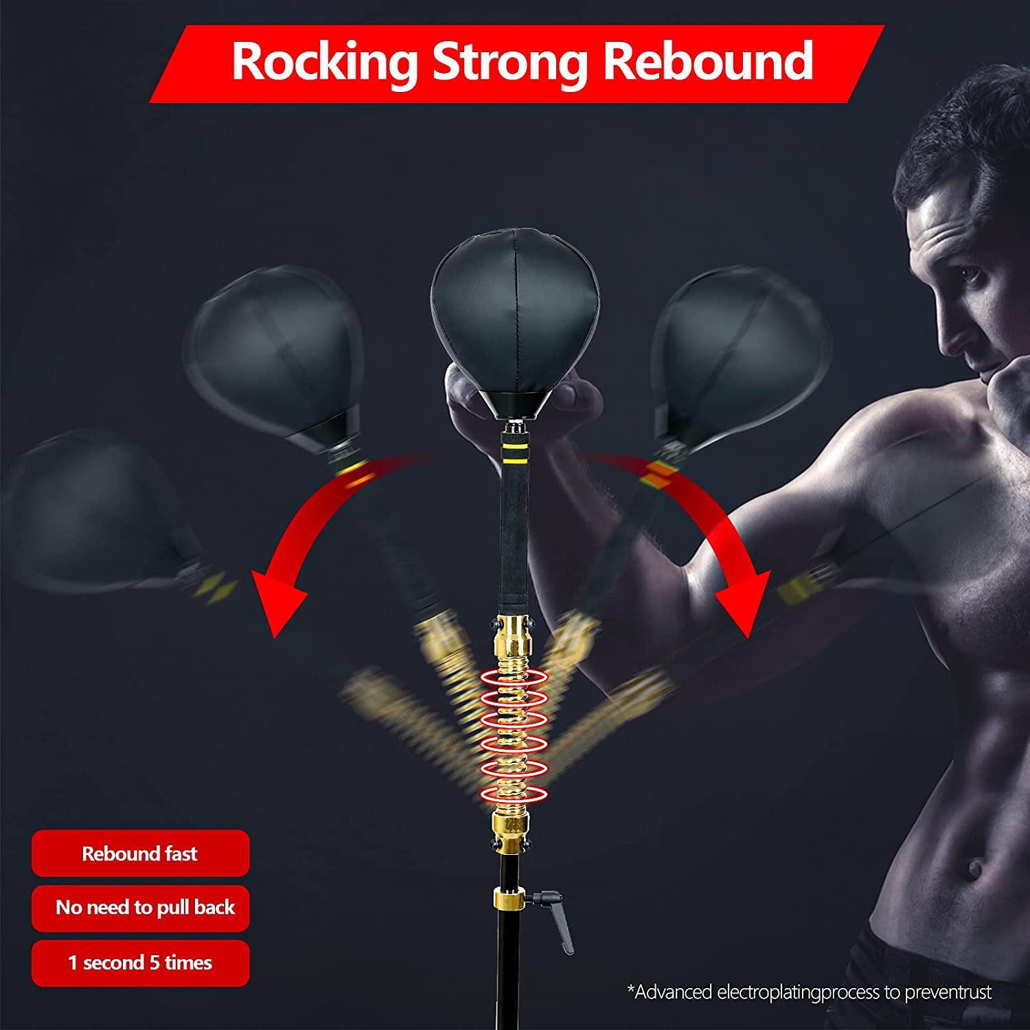 Boxing Fast Respond Speed Bar Heavy Duty Punching Equipment Adjustable Height from 57"~73" Boxing Skills Training Free Standing